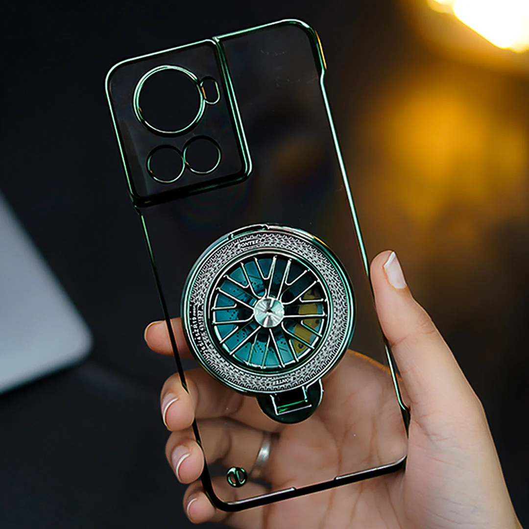 OnePlus 10R Crystal Clear Borderless Swivel Stand Case - Image 17