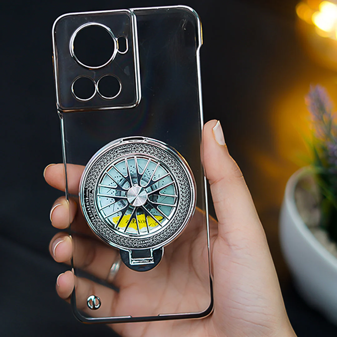 OnePlus 10R Crystal Clear Borderless Swivel Stand Case - Image 4