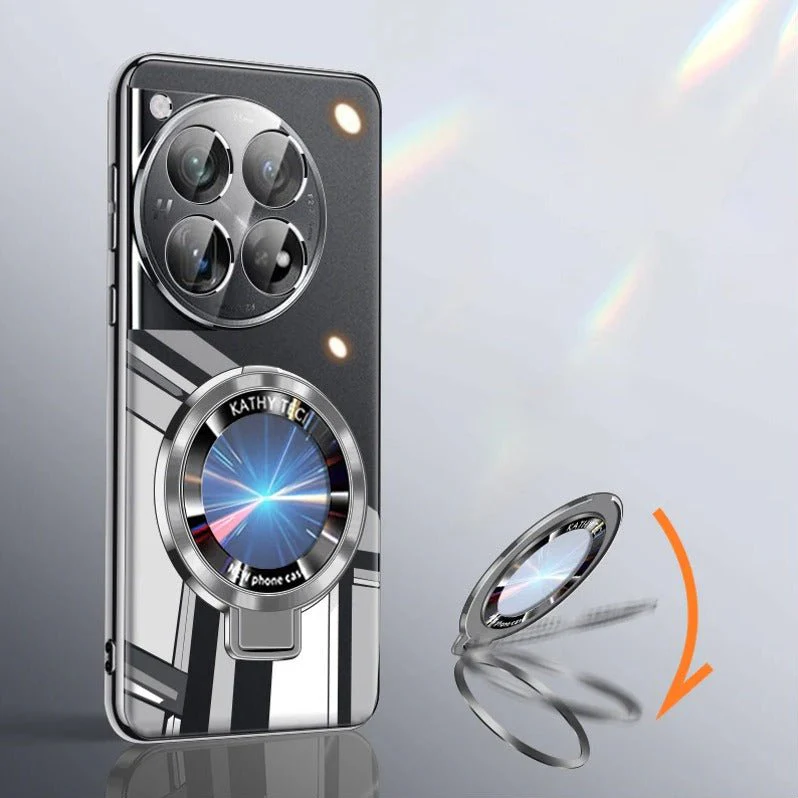 OnePlus 10R Transparent Electroplated Rotating Stand Case - Image 2