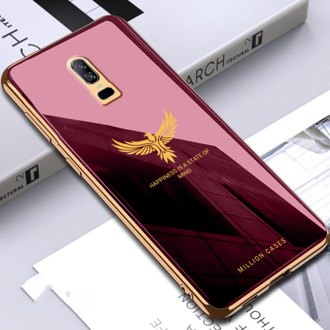 OnePlus 6 Eagle Pattern Electroplating Glass Case - Image 3