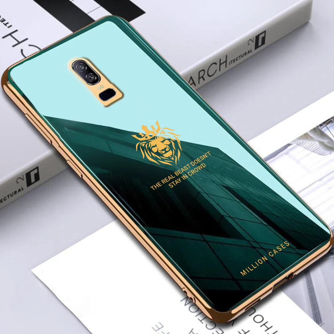 OnePlus 6 Lion Pattern Electroplating Glass Case - Image 4