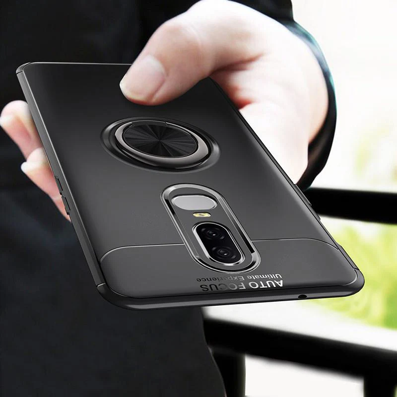 OnePlus 6 Metallic Finger Ring Holder Matte Case - Image 2