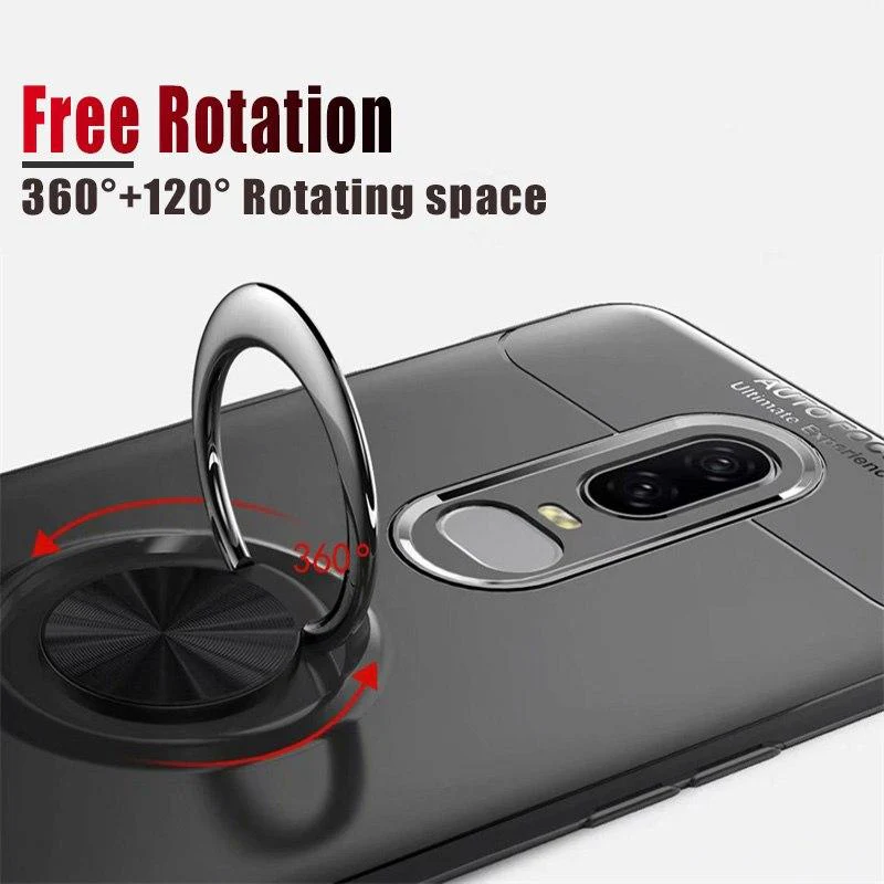 OnePlus 6 Metallic Finger Ring Holder Matte Case - Image 3