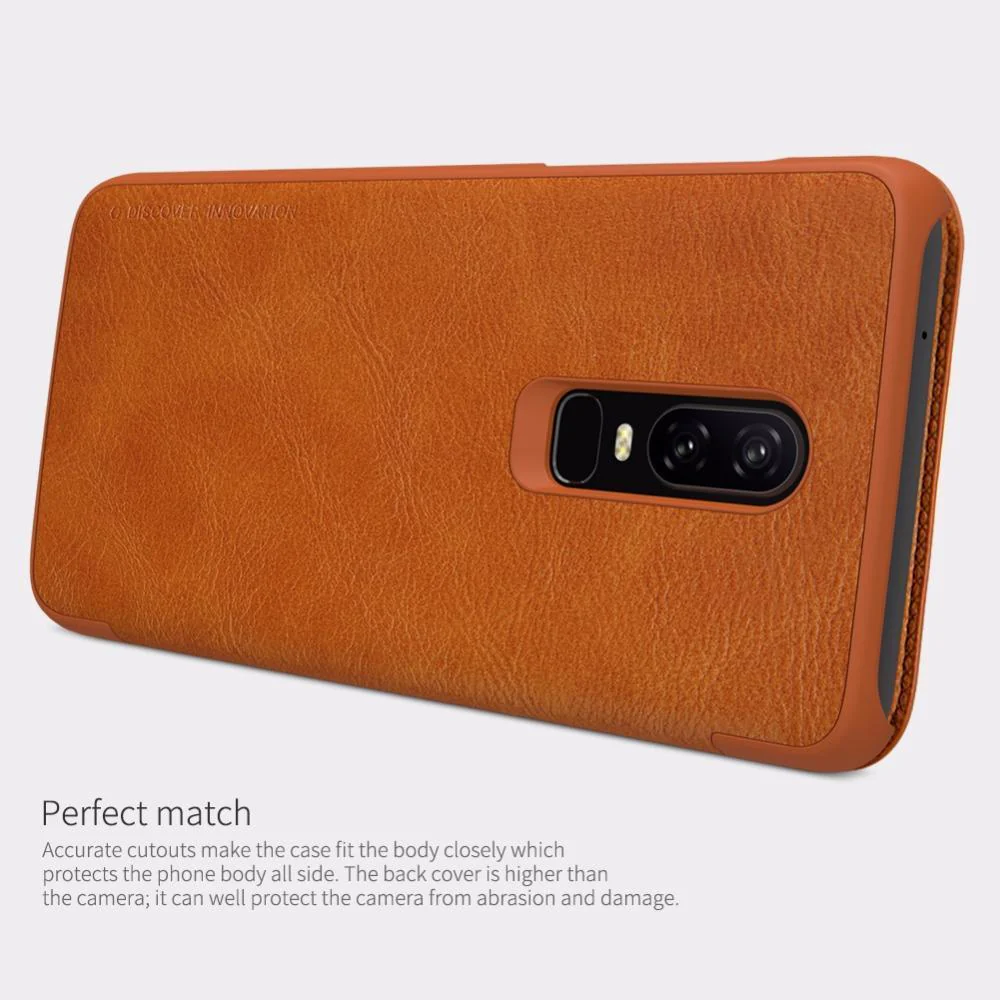 OnePlus 6 Genuine QIN Leather Flip Case - Image 13