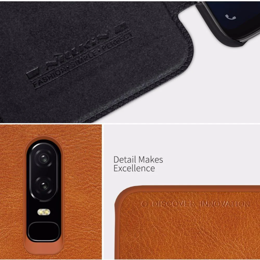 OnePlus 6 Genuine QIN Leather Flip Case - Image 8