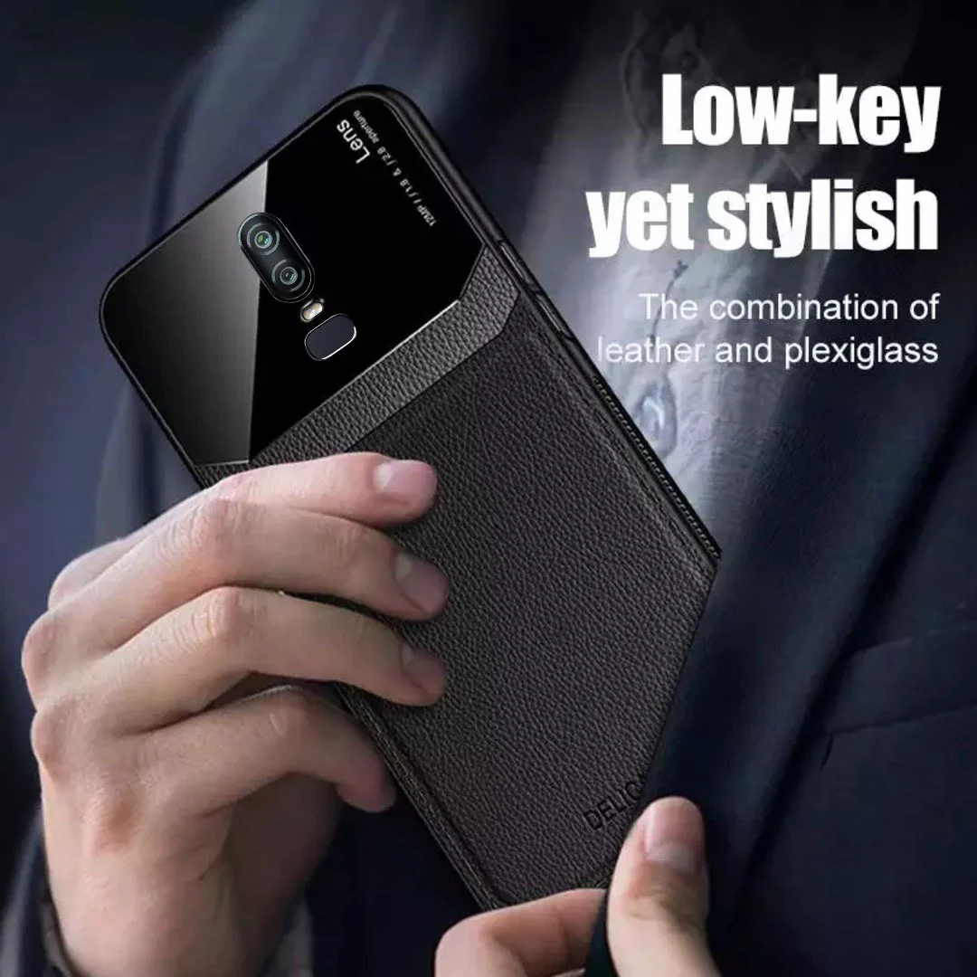 OnePlus 6 Sleek Slim Leather Glass Case - Image 4