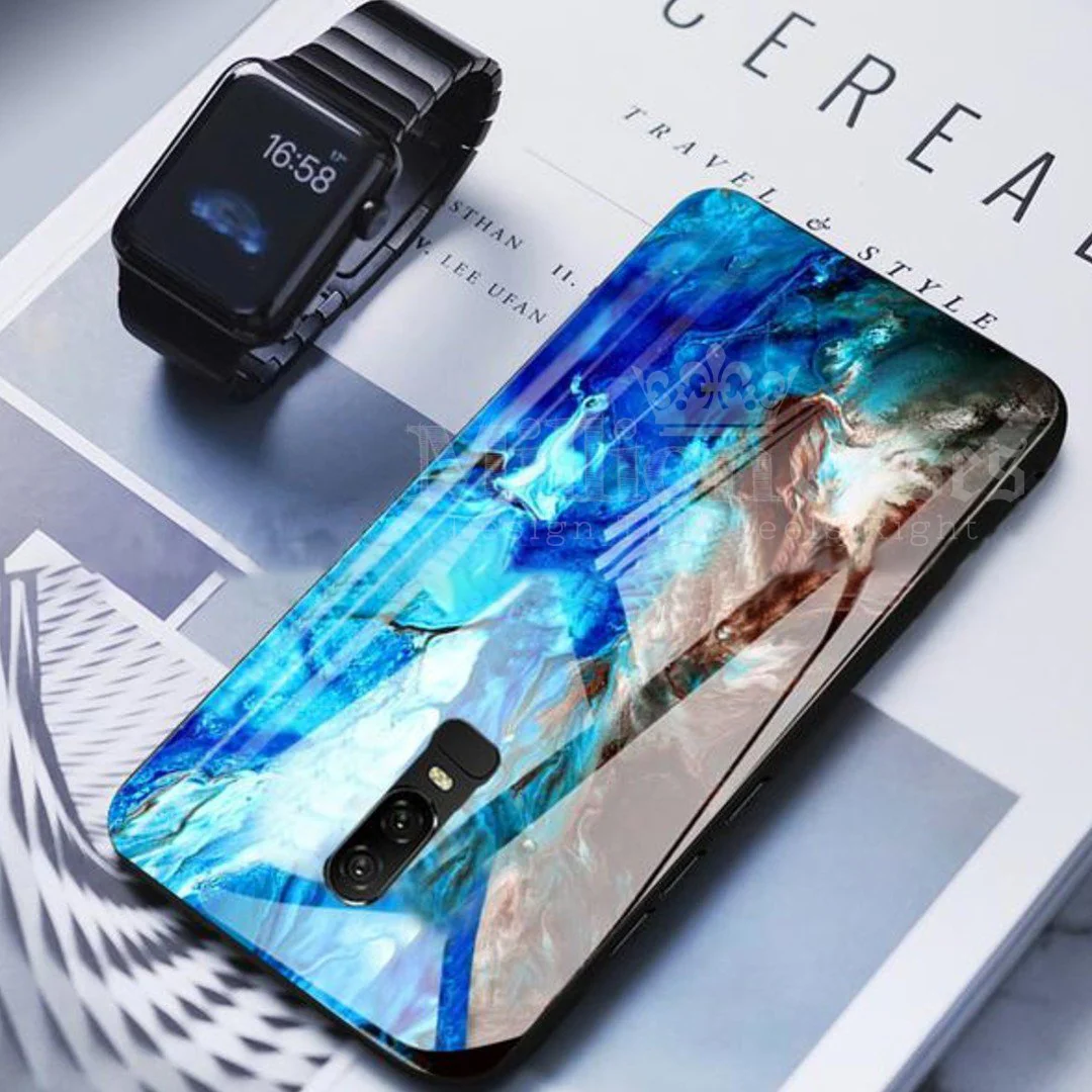 OnePlus 6 Soothing Sea Pattern Marble Glass Back Case - Image 5