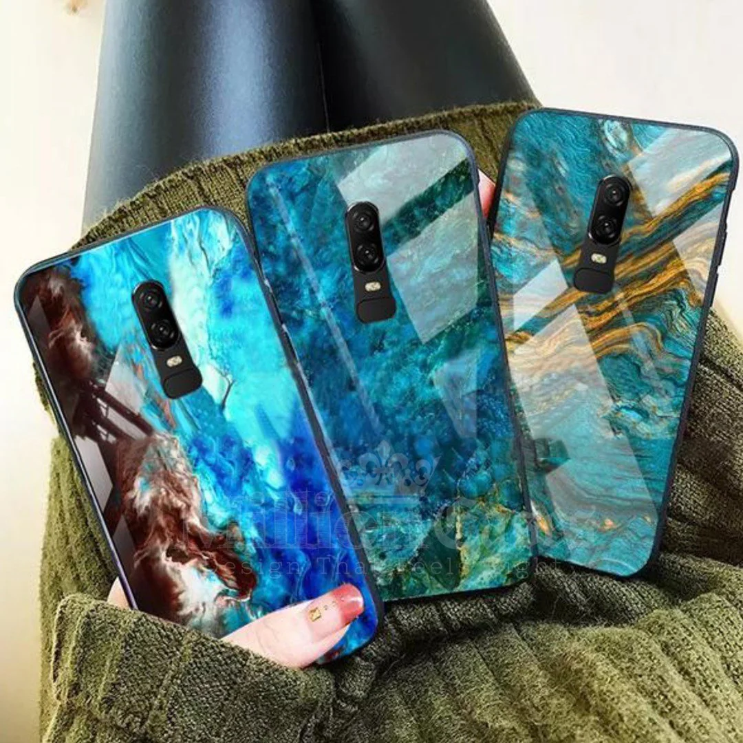 OnePlus 6 Soothing Sea Pattern Marble Glass Back Case - Image 6