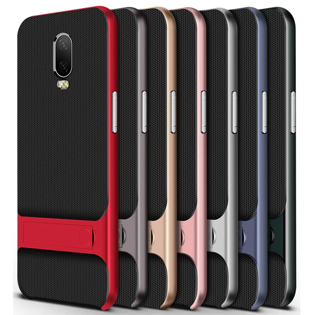 OnePlus 6T (2 in 1 Combo) Silicone Hybrid Kickstand Case + Tempered Glass - Image 8