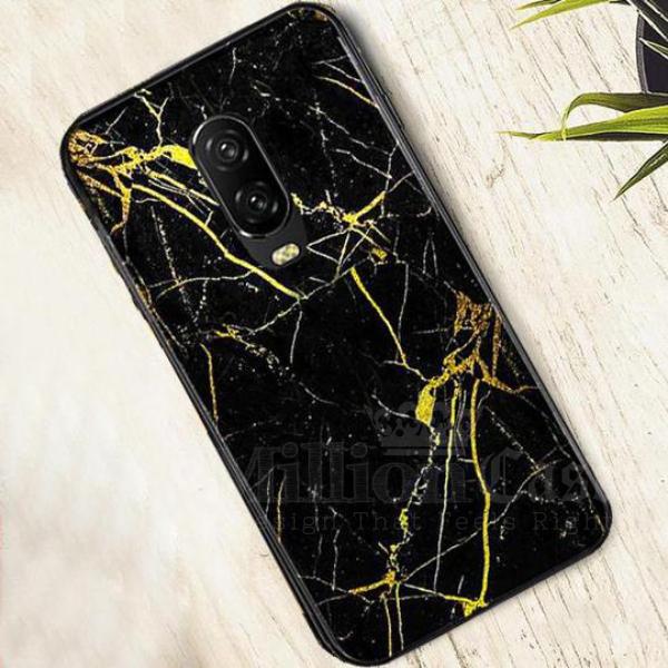 OnePlus 6T Gold Dust Texture Marble Glass Case - Image 2