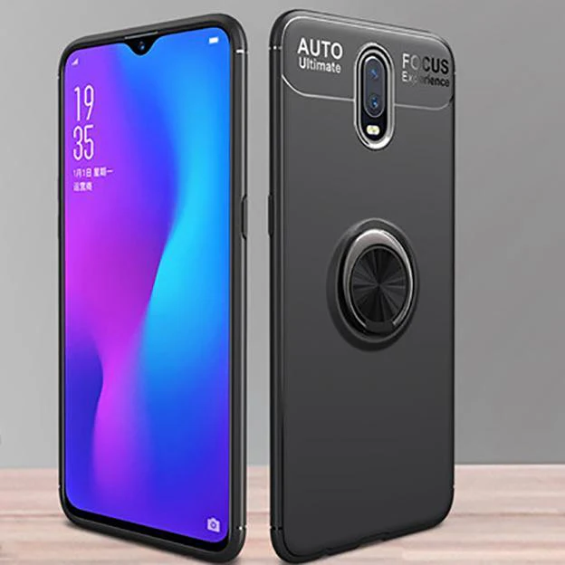 OnePlus 6T (3 in 1 Combo) Metallic Ring Holder Case + Tempered Glass + Earphones - Image 7