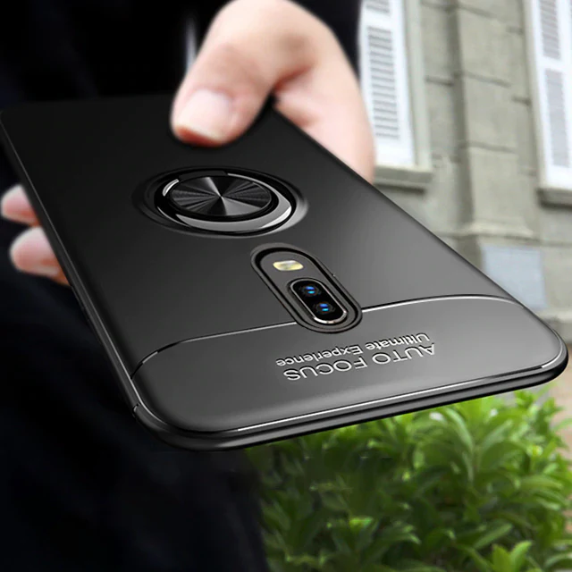 OnePlus 6T Metallic Ring Holder Matte Case - Image 3