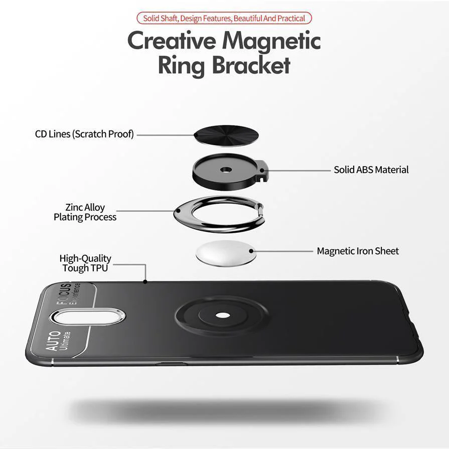 OnePlus 6T Metallic Ring Holder Matte Case - Image 9