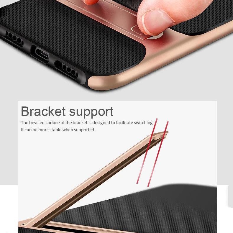 OnePlus 6T Silicone Bracket Dual Hybrid Kickstand Case - Image 4
