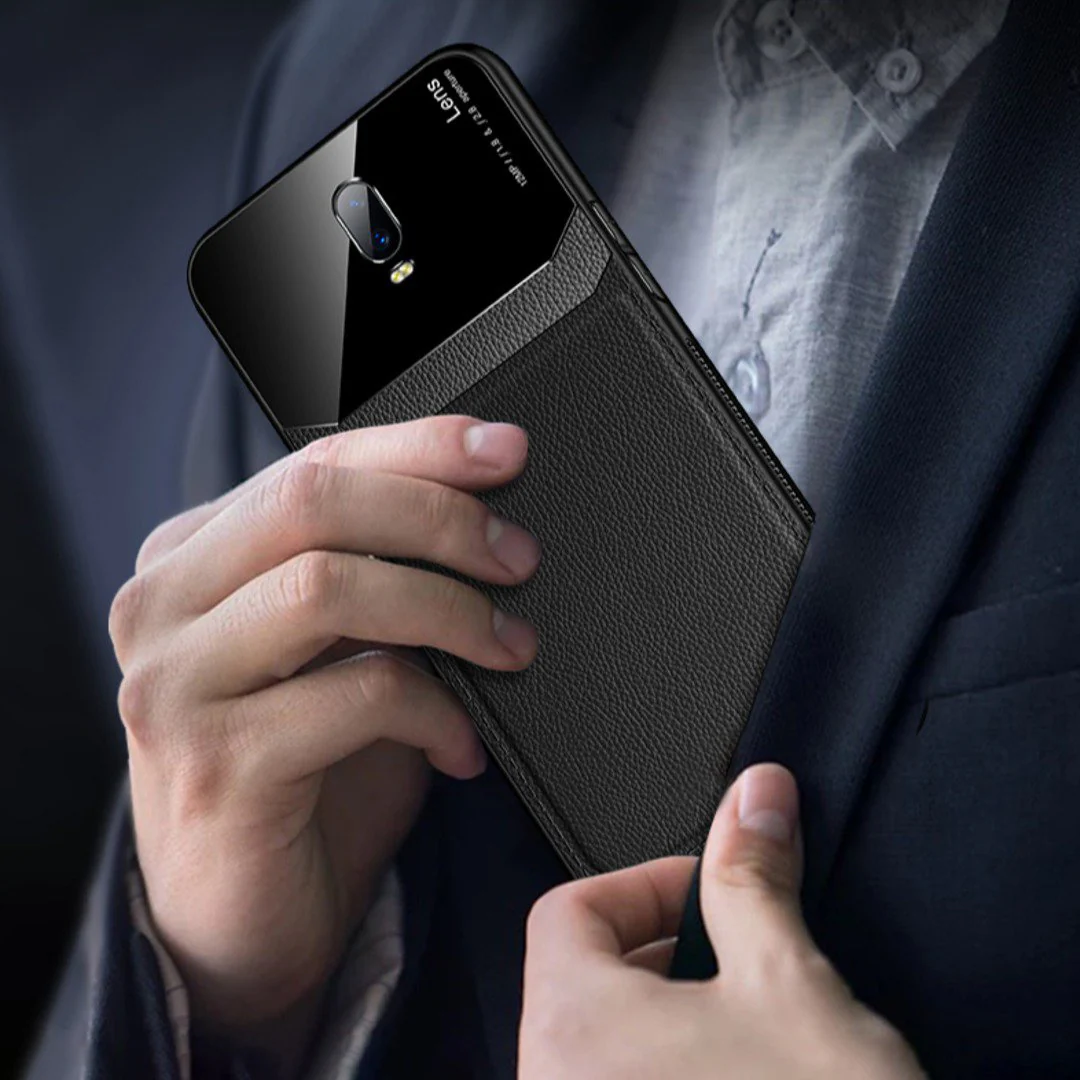 OnePlus 6T Sleek Slim Leather Glass Case - Image 8