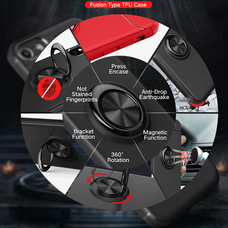 OnePlus 7 (3 in 1 Combo) Metallic Ring Case + Tempered Glass + Earphones - Image 11