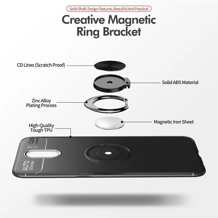 OnePlus 7 (3 in 1 Combo) Metallic Ring Case + Tempered Glass + Earphones - Image 8