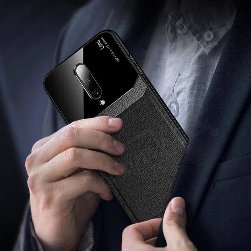 OnePlus 7T Pro Sleek Slim Leather Glass Case - Image 4
