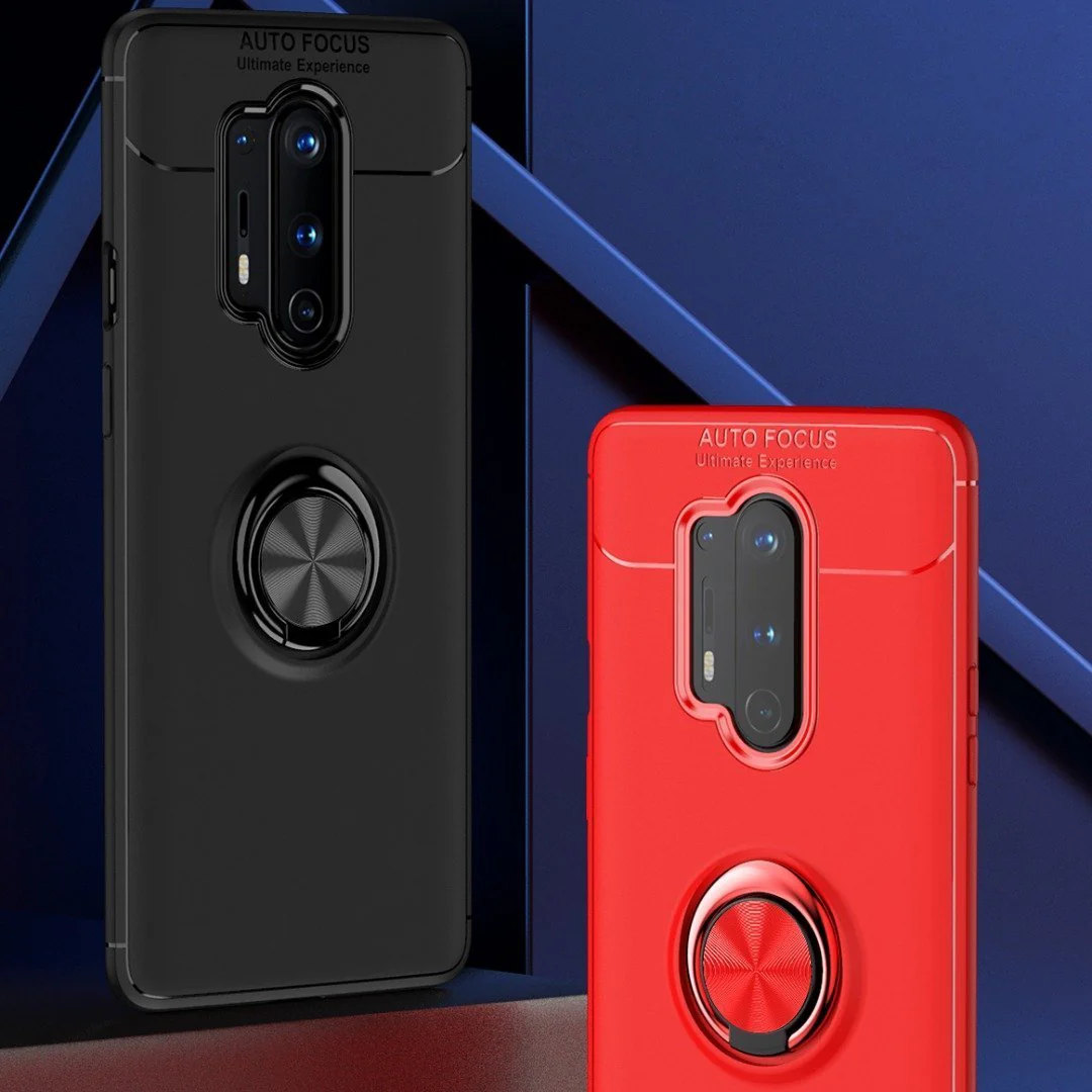 OnePlus 8 Pro (3 in 1 Combo) Metallic Ring Case + Tempered Glass + Earphones - Image 3