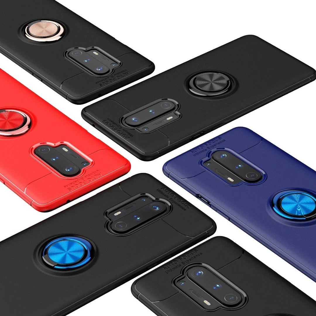 OnePlus 8 Pro (3 in 1 Combo) Metallic Ring Case + Tempered Glass + Earphones - Image 9