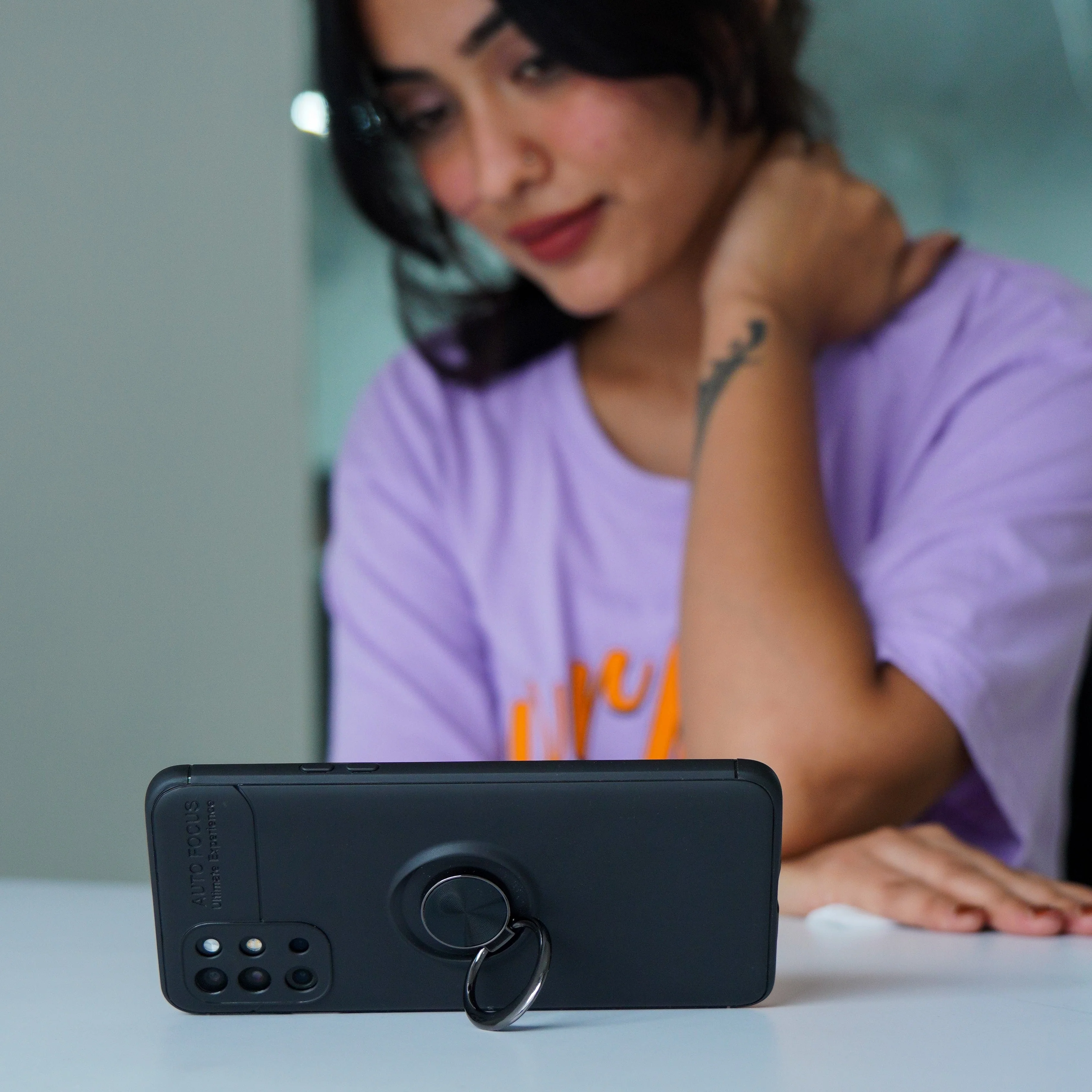 OnePlus 9  (3 in 1 Combo)Metallic Finger Ring Holder Matte Case + Tempered + Camera Lens Protector - Image 8