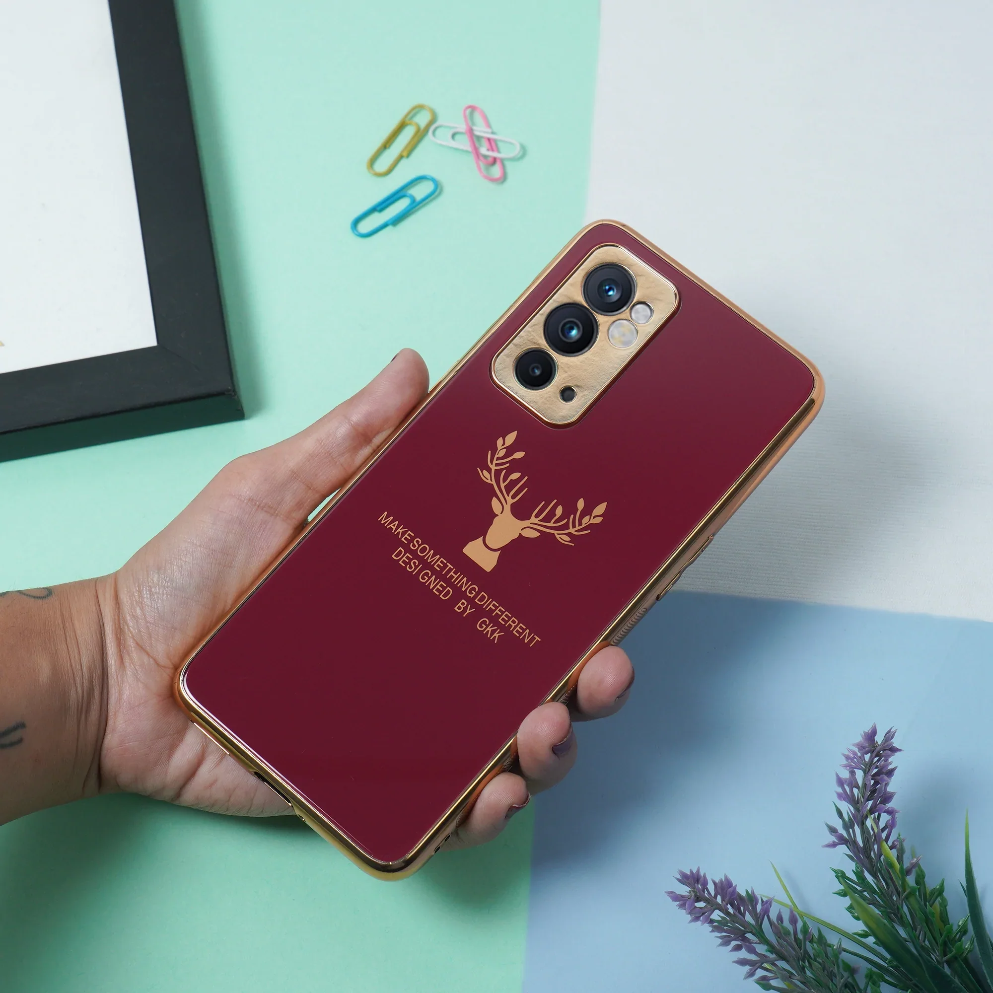 OnePlus 9RT Electroplating Reindeer Pattern Glass Case - Image 9