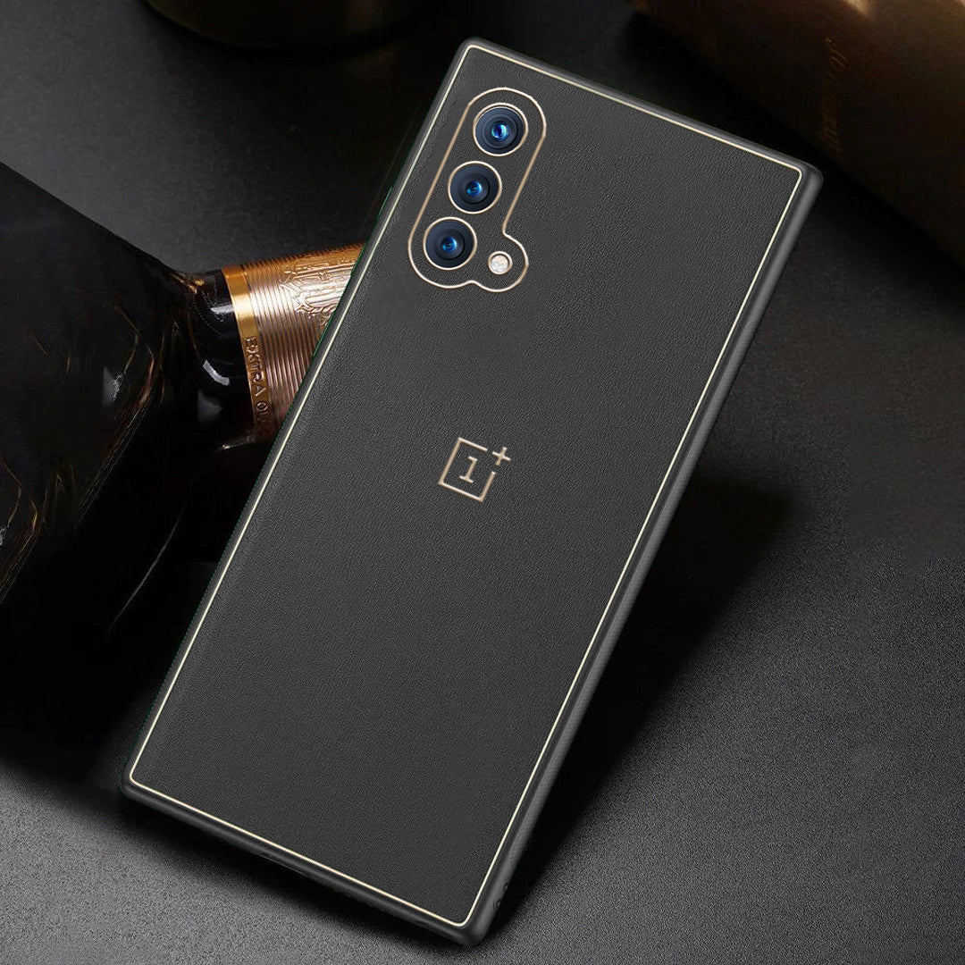 OnePlus Nord CE Leather Textured Gold Plated Case - Image 3