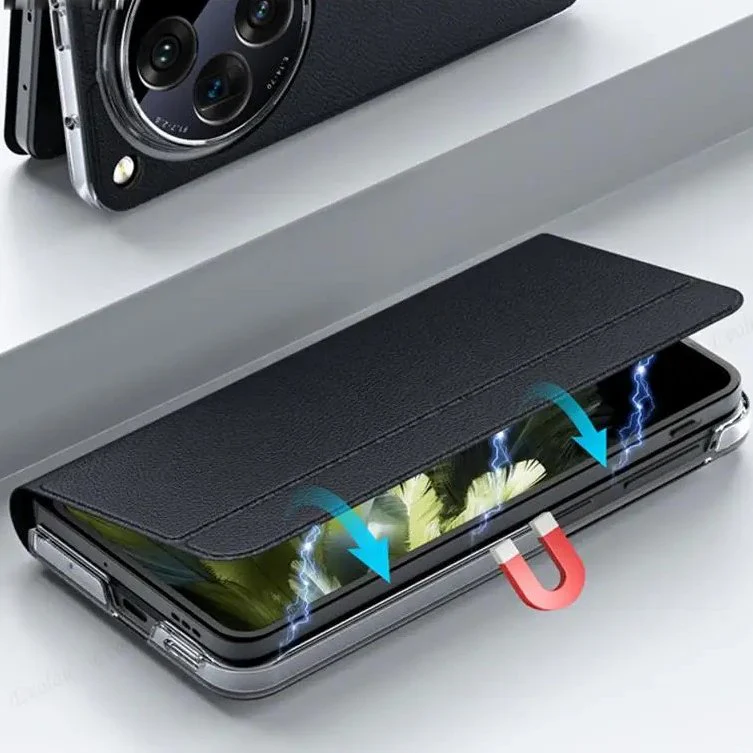 OnePlus Open Matte Craft Leather Stand Holder Case - Image 5