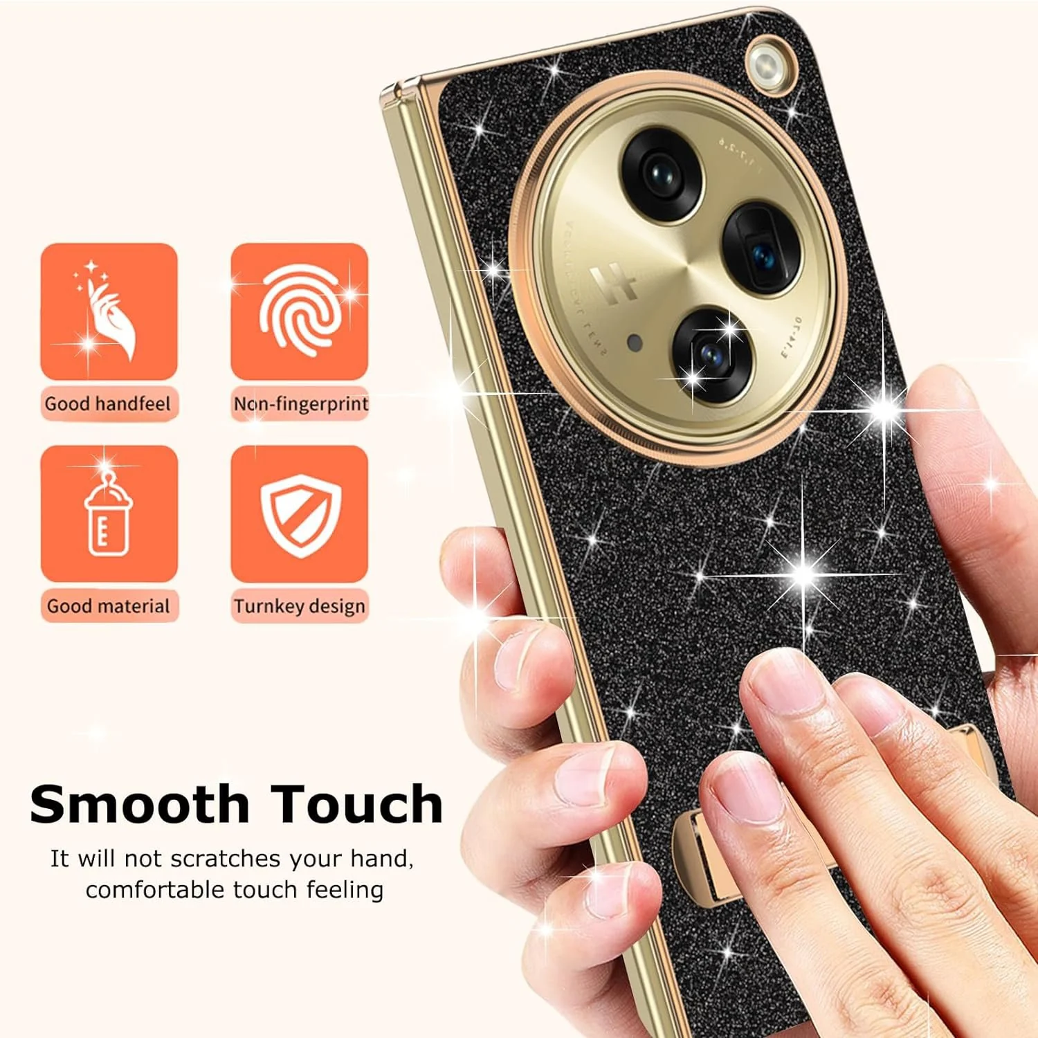 OnePlus Open Shimmer Shield Glitter Stand Case - Image 6