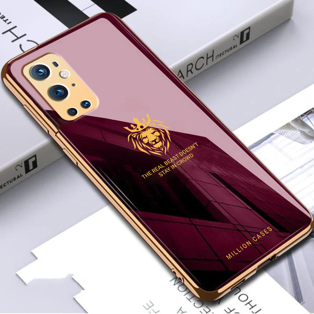 OnePlus Series (3 in 1 Combo) Lion Pattern Electroplating Glass Case +Tempered Glass + Camera Lens Protector - Image 8