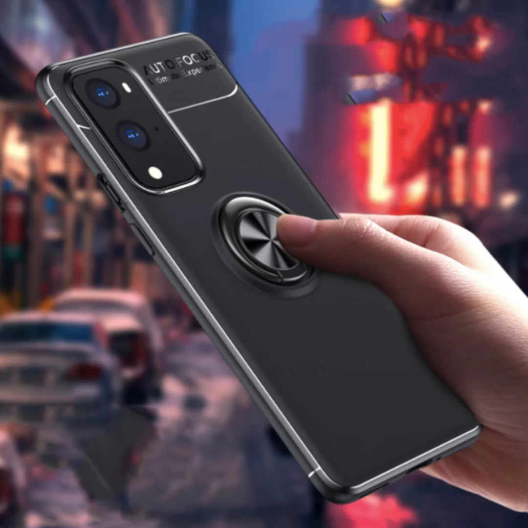 OnePlus Series (3 in 1 Combo)Metallic Finger Ring Holder Matte Case + Tempered + Camera Lens Protector - Image 2