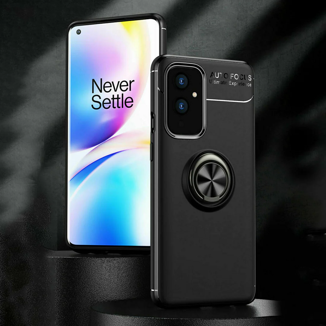 OnePlus Series (3 in 1 Combo)Metallic Finger Ring Holder Matte Case + Tempered + Camera Lens Protector - Image 3