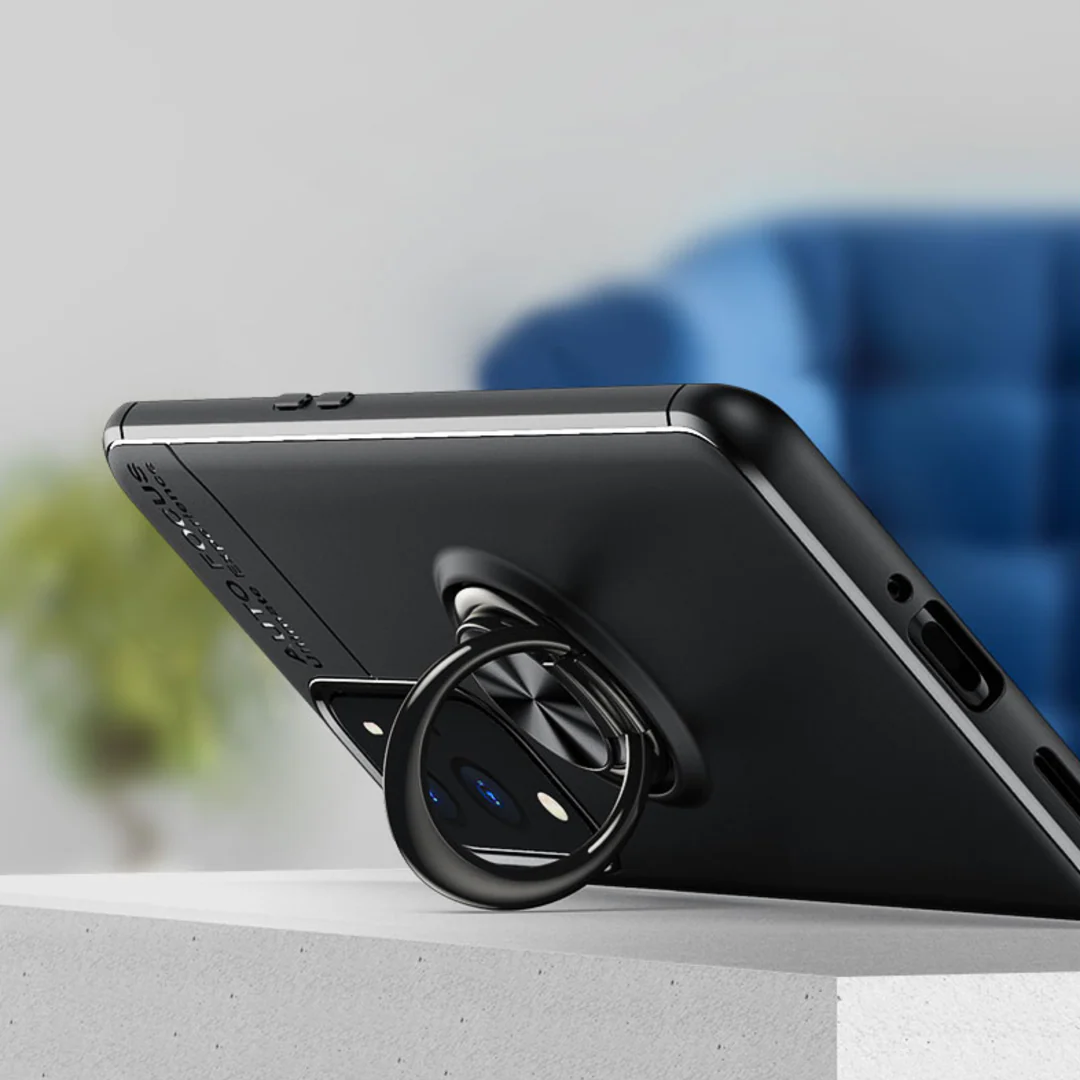 OnePlus Series (3 in 1 Combo)Metallic Finger Ring Holder Matte Case + Tempered + Camera Lens Protector - Image 4