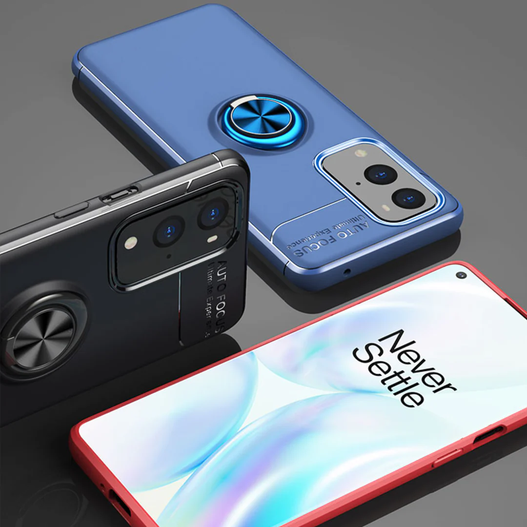OnePlus Series (3 in 1 Combo)Metallic Finger Ring Holder Matte Case + Tempered + Camera Lens Protector - Image 7