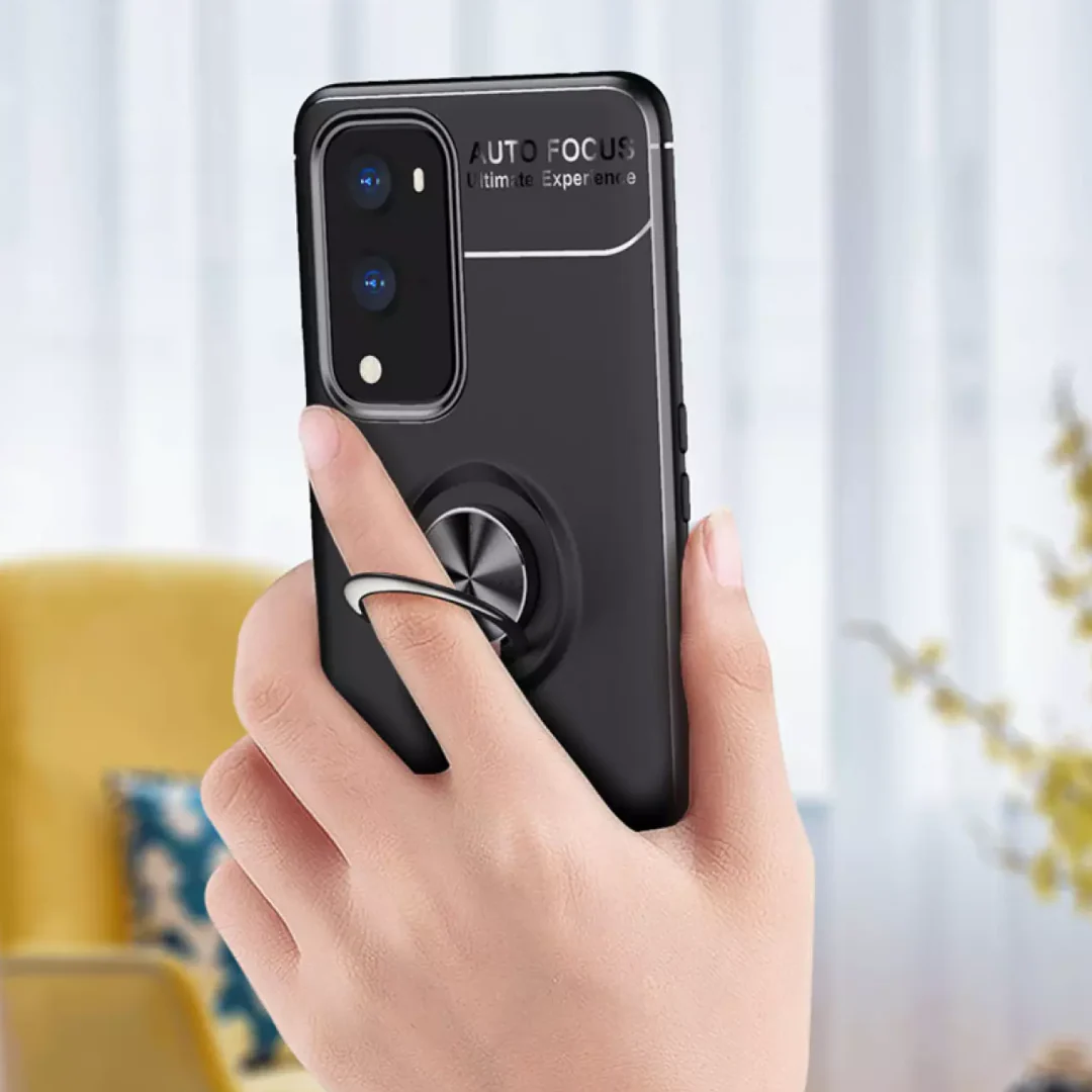 OnePlus Series (3 in 1 Combo)Metallic Finger Ring Holder Matte Case + Tempered + Camera Lens Protector - Image 8