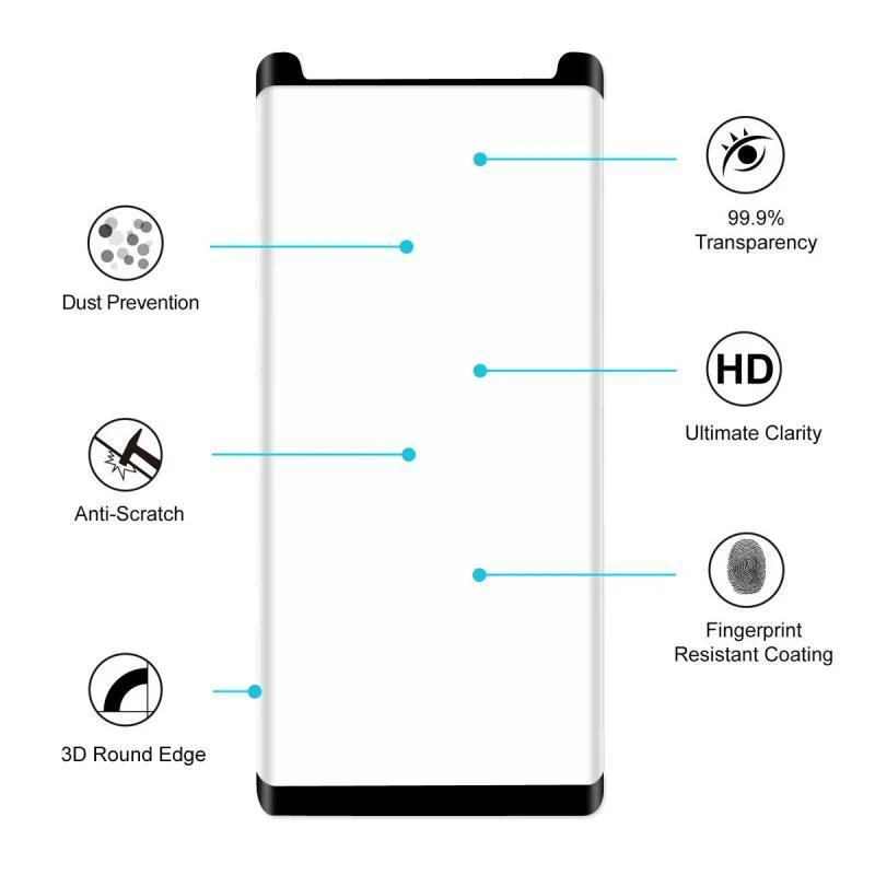 Galaxy Note 8 Original 3D Cut Tempered Glass - Image 6