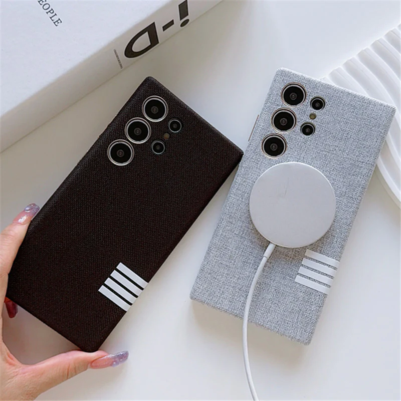 Plush Linen Fabric Magnetic Case - Samsung - Image 4