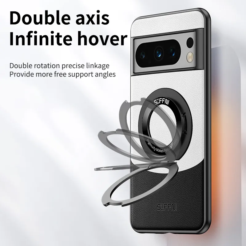 Premium Contrast Leather Magnetic Ring Case - Google - Image 3