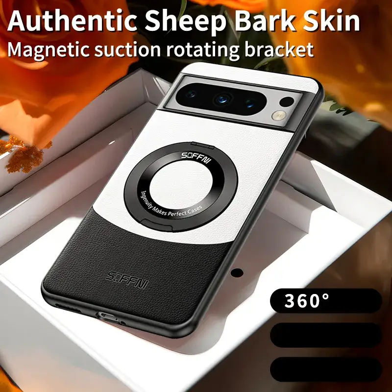 Premium Contrast Leather Magnetic Ring Case - Google - Image 4
