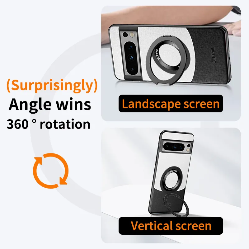Premium Contrast Leather Magnetic Ring Case - Google - Image 7