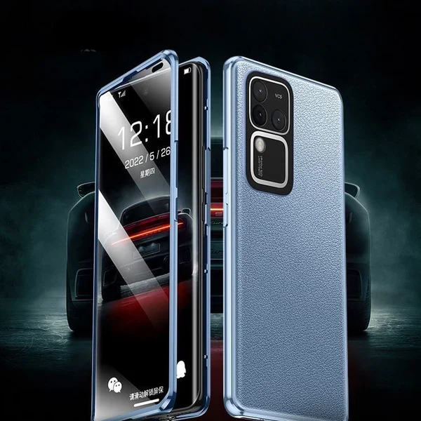 Premium Dual Side Leather Glass Case - Vivo - Image 5