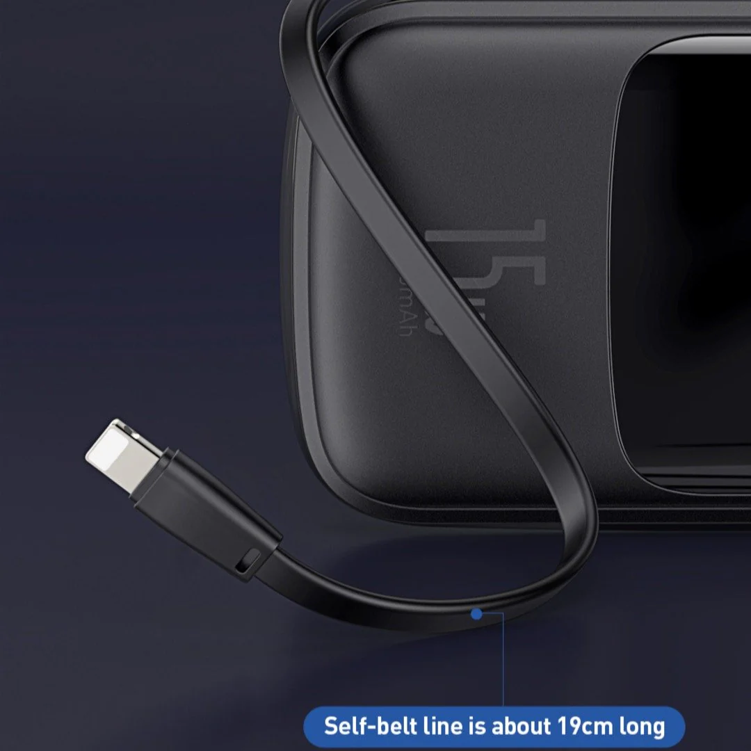 QPow Digital Display 10000mAh Powerbank - iPhone Lightning Cable - Image 6