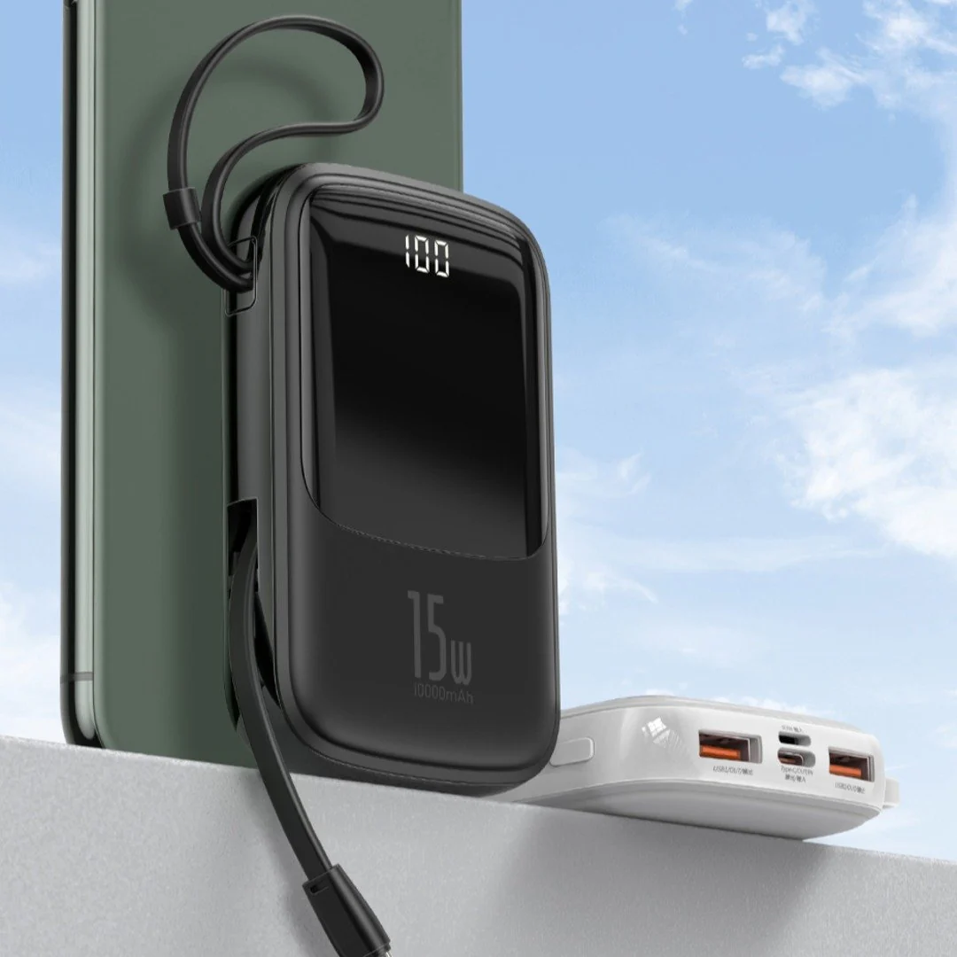QPow Digital Display 10000mAh Powerbank - Type C Cable - Image 6