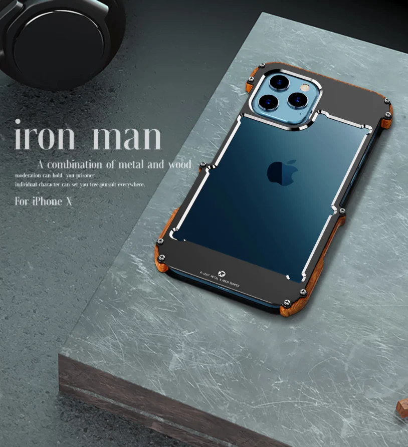 R-Just Aluminium & Natural Wood Anti-shock Bumper Case - Image 10