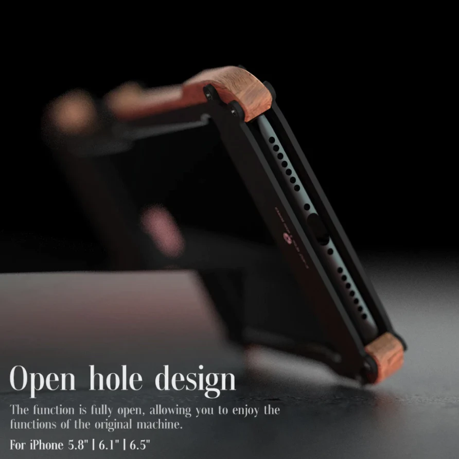 R-Just Aluminium & Natural Wood Anti-shock Bumper Case - Image 5