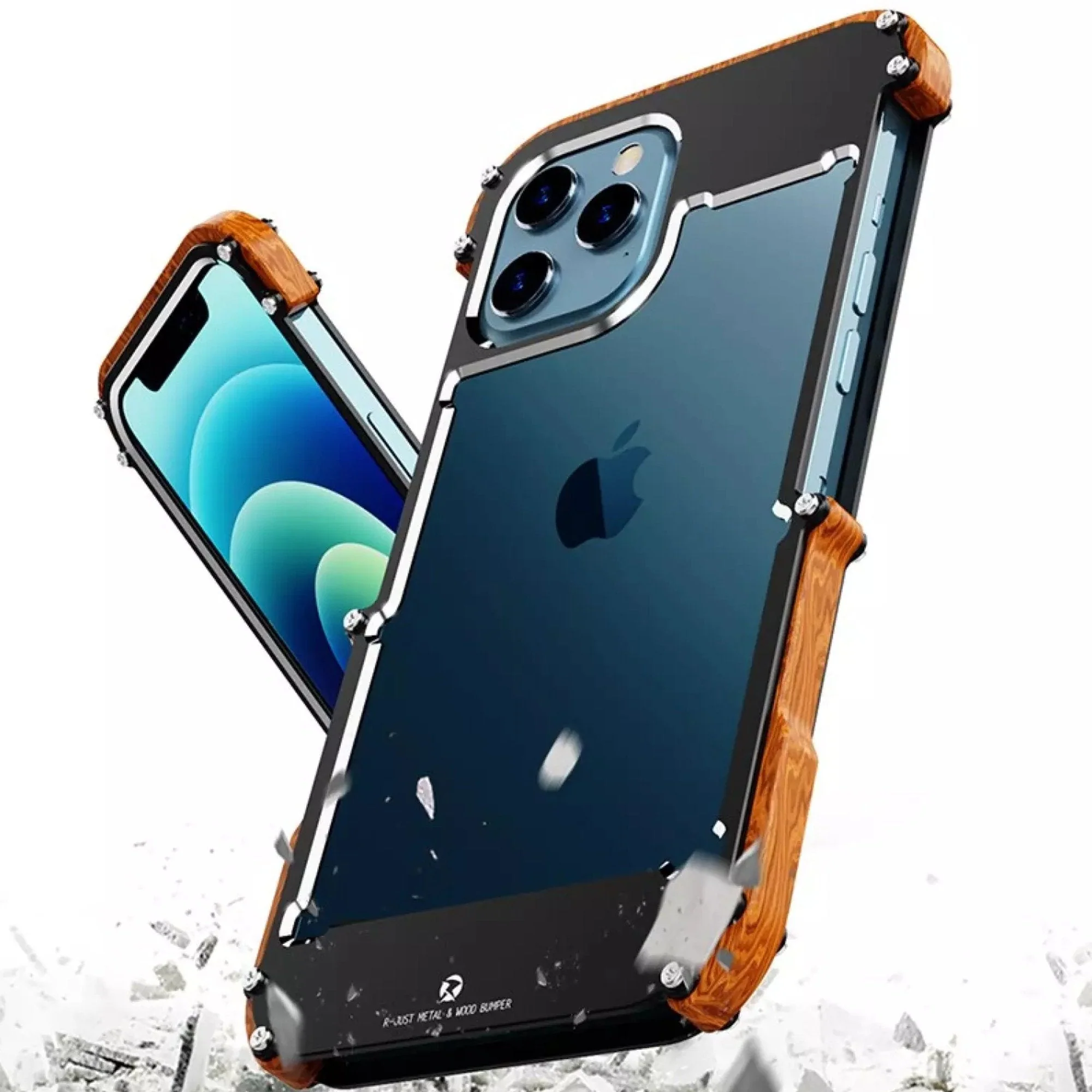 R-Just Aluminium & Natural Wood Anti-shock Bumper Case - Image 7
