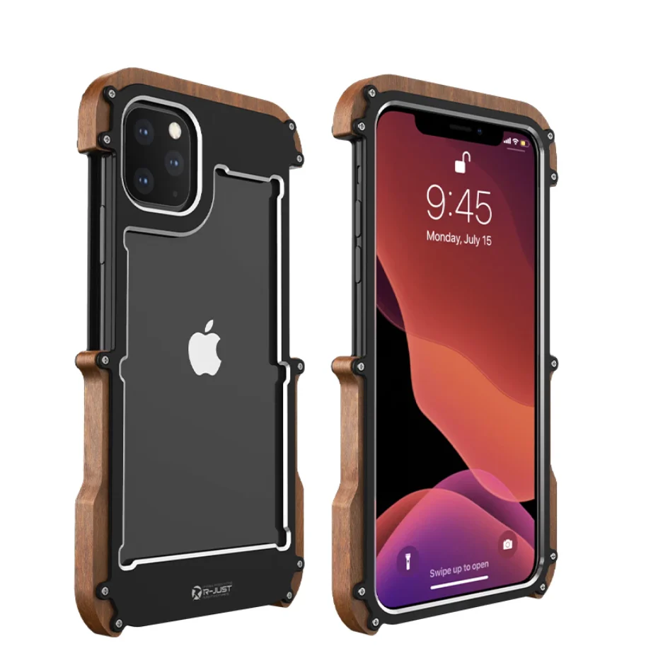 R-Just Aluminium & Natural Wood Anti-shock Bumper Case - Image 9