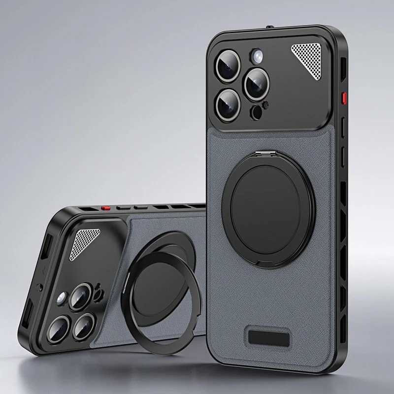 Metal Leather Magnetic 360° Rotating Stand Case - iPhone - Image 2