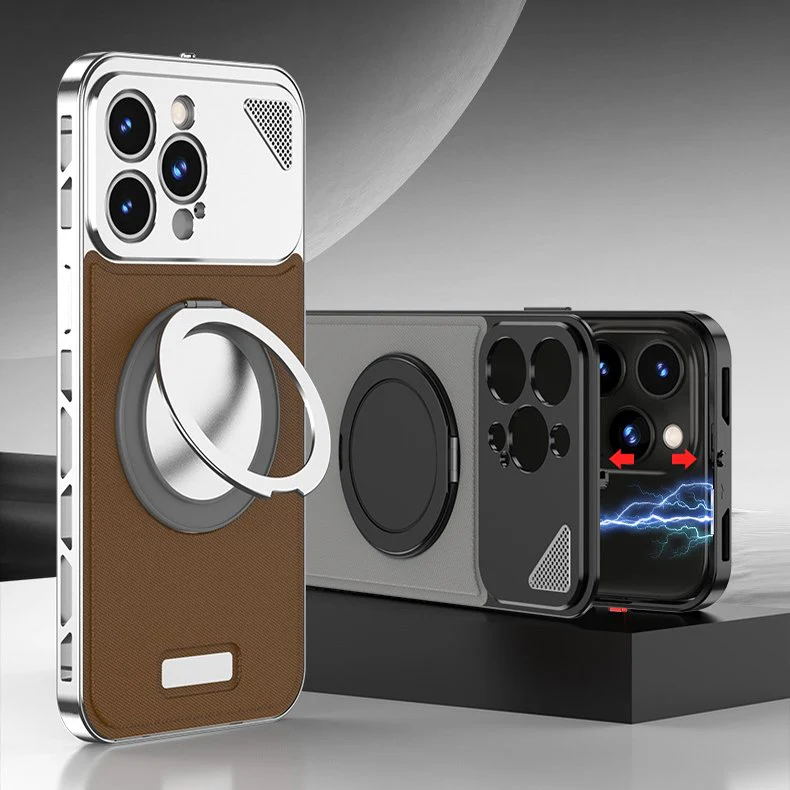 Metal Leather Magnetic 360° Rotating Stand Case - iPhone - Image 3