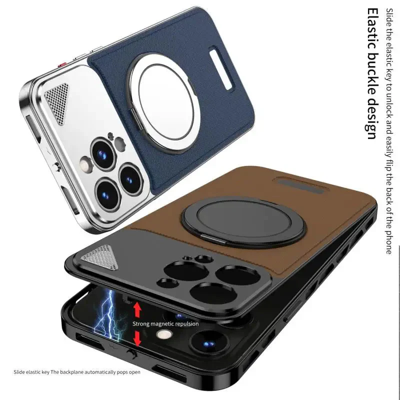 Metal Leather Magnetic 360° Rotating Stand Case - iPhone - Image 8
